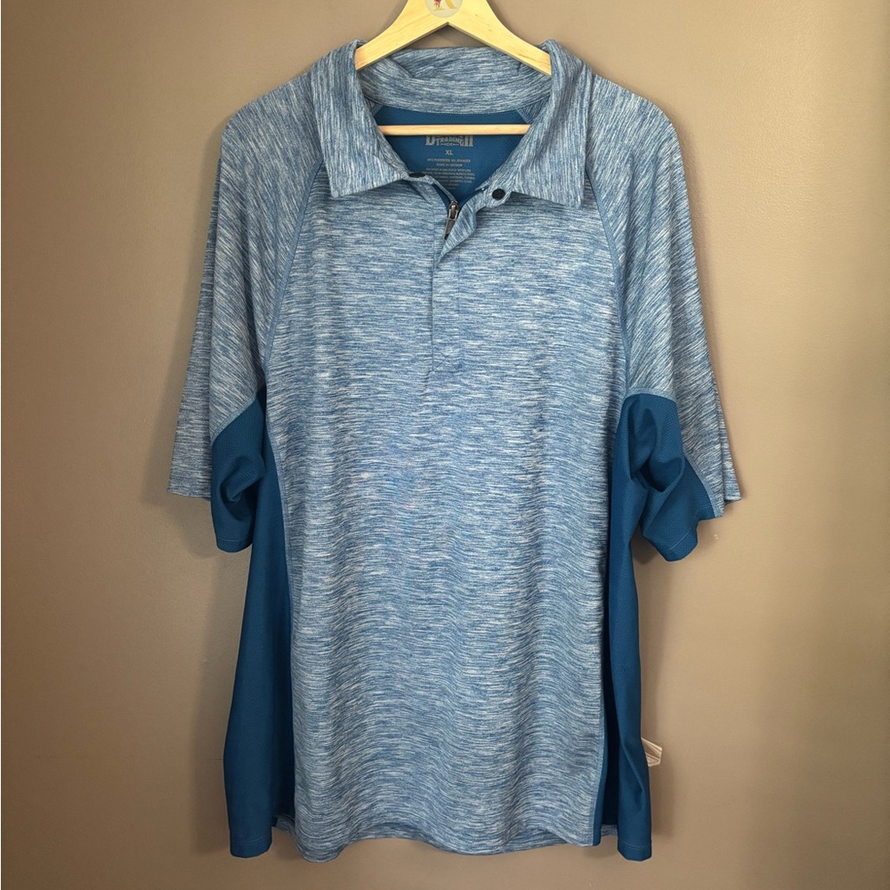 Duluth Trading Polo Shirt Mens Size XL Breezeshooter Performance Blue 1/4 Zip